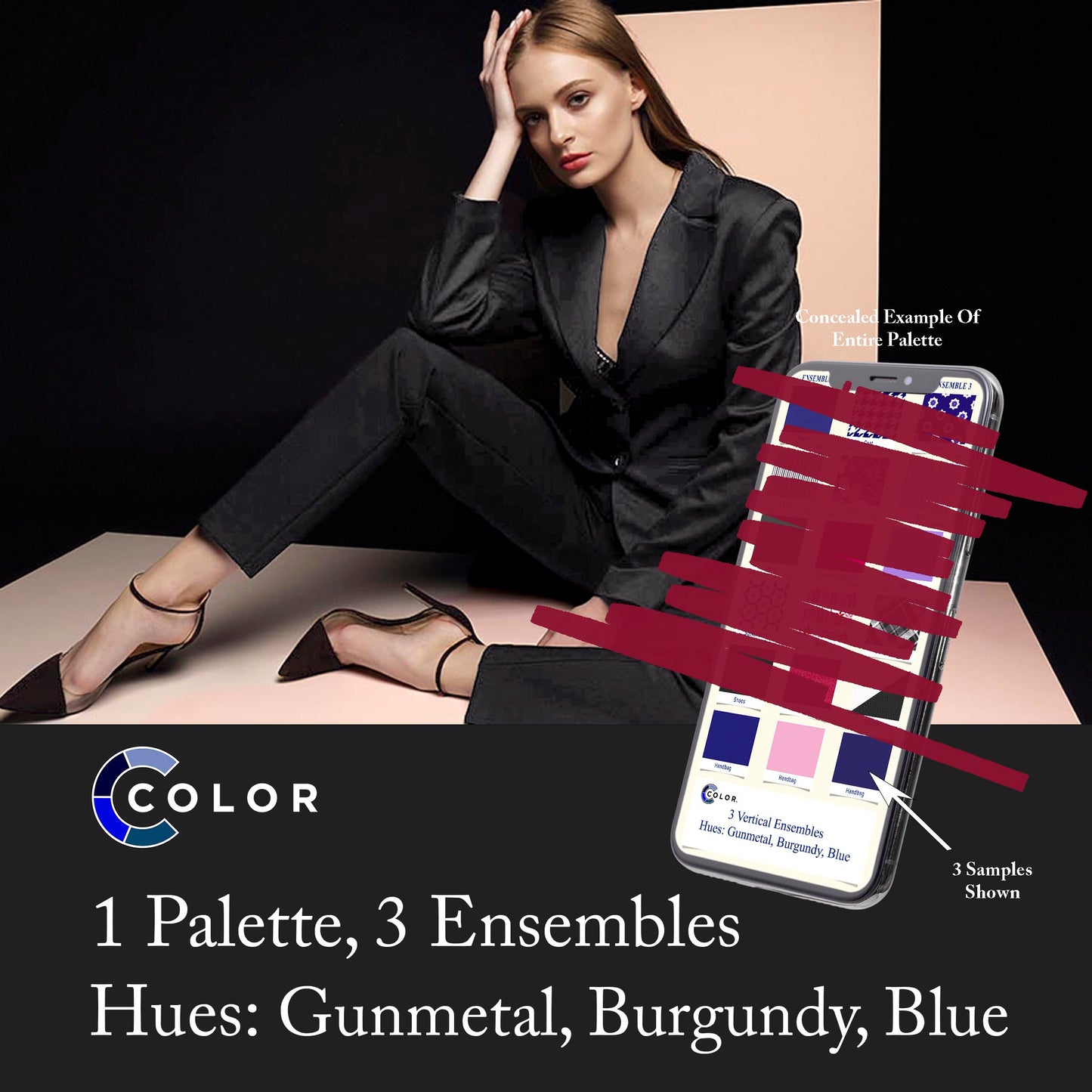 Gunmetal, Burgundy, Blue Palette