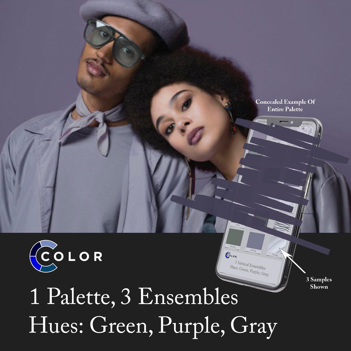 Green, Purple, Gray Palette