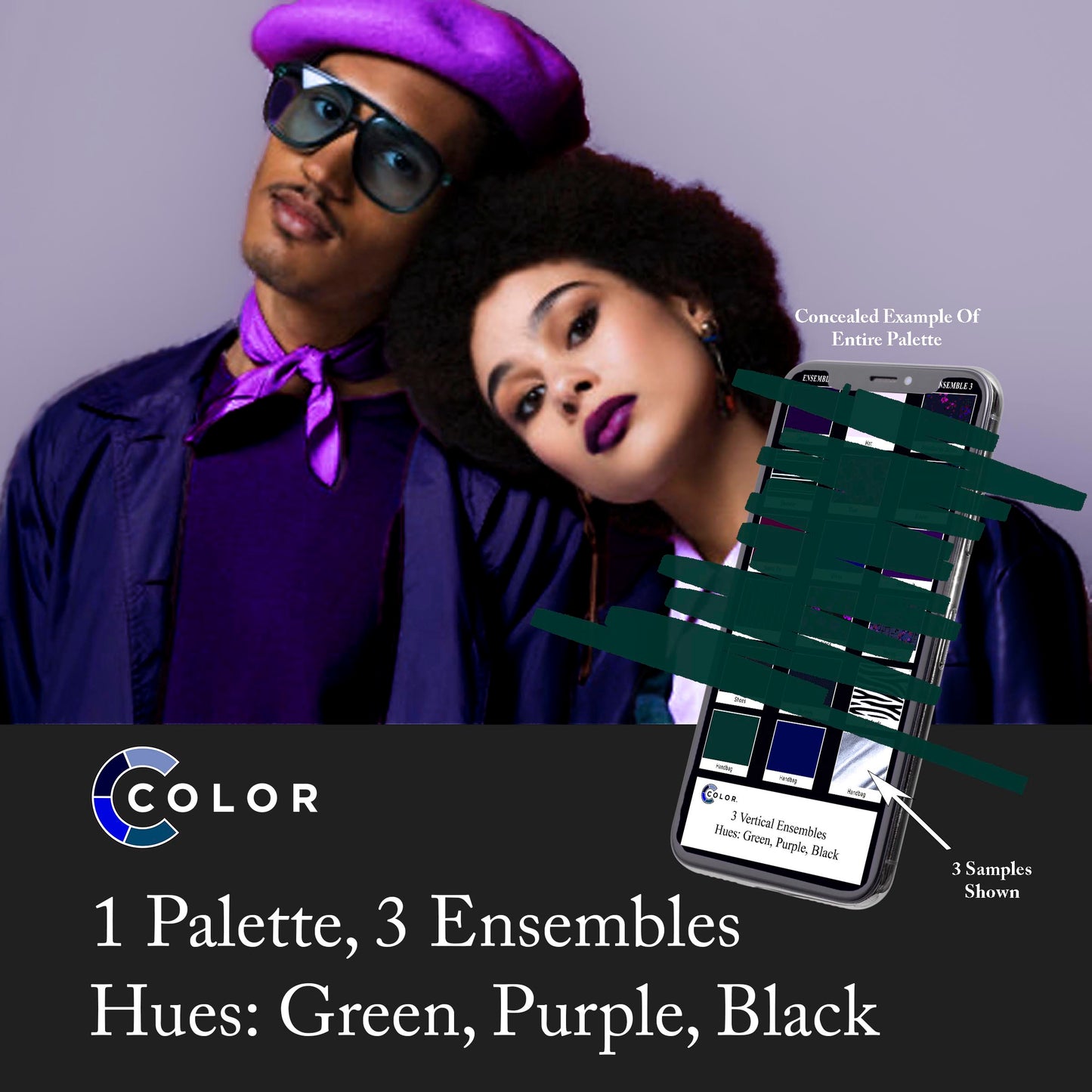 Green, Purple, Black Palette