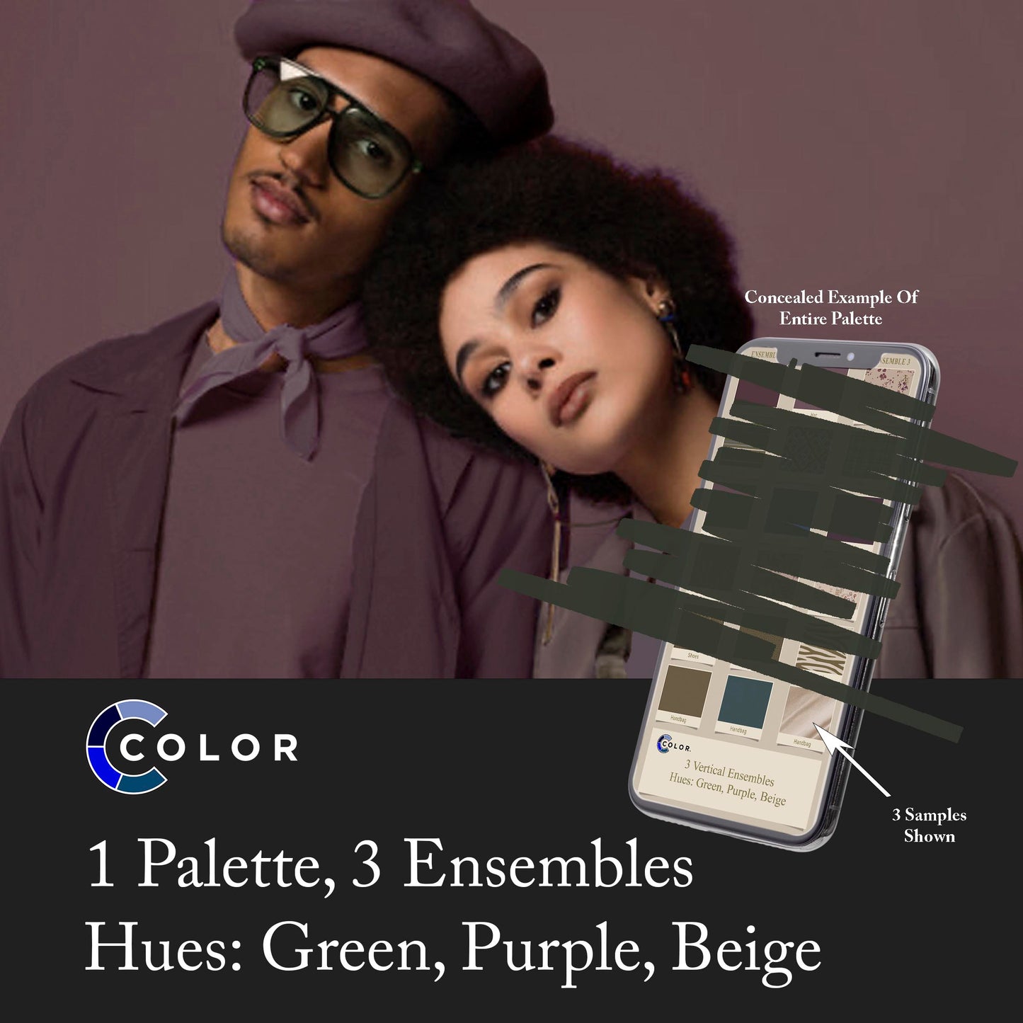 Green, Purple, Beige Palette